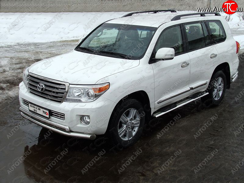 38 949 р. Защита передняя нижняя двойная 76,1*75 мм ТСС Тюнинг  Toyota Land Cruiser  200 (2012-2015) 1-ый рестайлинг (нержавейка)  с доставкой в г. Набережные‑Челны