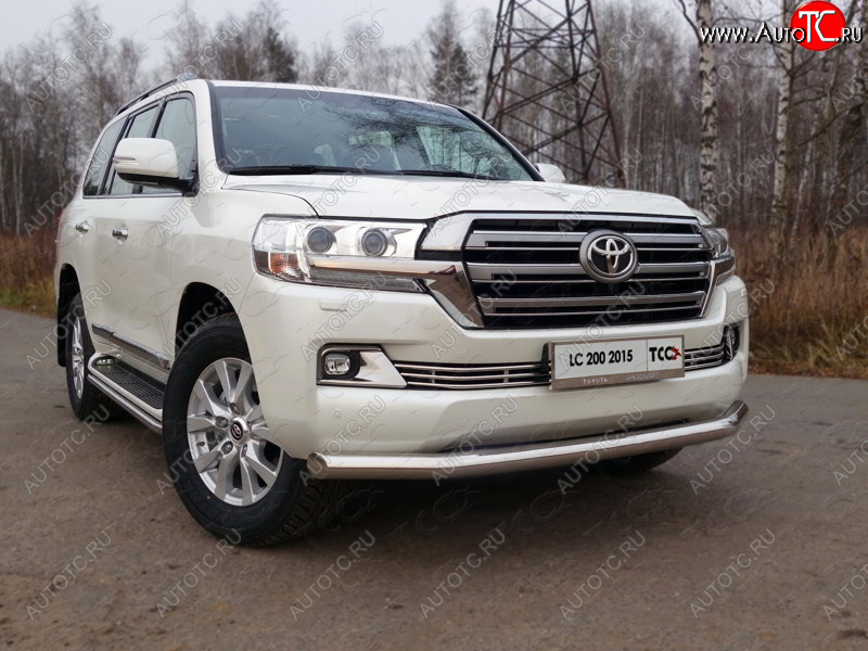 27 999 р. Защита переднего бампера нижняя d76,1 мм (кроме EXECUTIVE) ТСС Тюнинг  Toyota Land Cruiser  200 (2015-2021) 2-ой рестайлинг (нержавейка)  с доставкой в г. Набережные‑Челны