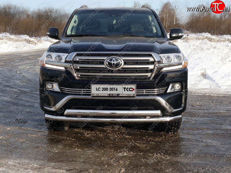 38 949 р. Защита передняя нижняя двойная 76,1*75 мм ТСС Тюнинг  Toyota Land Cruiser  200 (2015-2021) 2-ой рестайлинг (нержавейка)  с доставкой в г. Набережные‑Челны