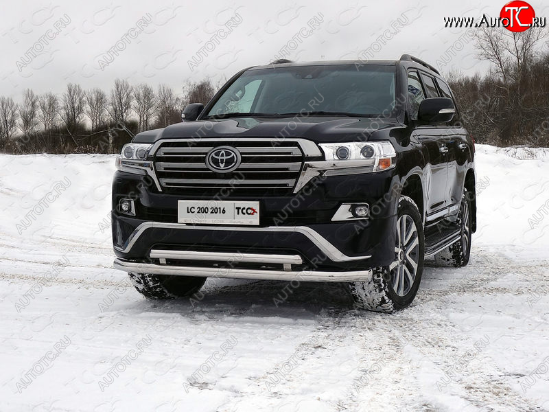 38 949 р. Защита передняя нижняя двойная 76,1*60,3 мм EXECUTIVE Тюнинг  Toyota Land Cruiser  200 (2015-2021) 2-ой рестайлинг (нержавейка)  с доставкой в г. Набережные‑Челны