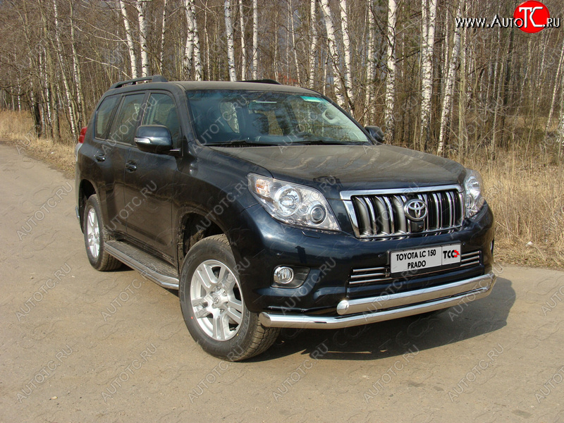 38 949 р. Защита переднего бампера нижняя d76,1*75 мм ТСС Тюнинг  Toyota Land Cruiser Prado  J150 (2009-2013) дорестайлинг (нержавейка)  с доставкой в г. Набережные‑Челны