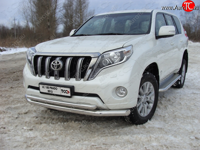 38 949 р. Защита переднего бампера нижняя d76,1*50,8 мм ТСС Тюнинг Toyota Land Cruiser Prado J150 1-ый рестайлинг (2013-2017) (нержавейка)  с доставкой в г. Набережные‑Челны