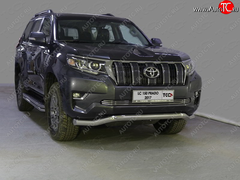 29 599 р. Защита переднего бампера волна d76,1 мм ТСС Тюнинг Toyota Land Cruiser Prado J150 2-ой рестайлинг (2017-2020) (нержавейка)  с доставкой в г. Набережные‑Челны