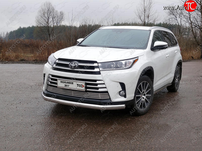 26 999 р. Защита переднего бампера овальная 75х42 мм ТСС Тюнинг Toyota Highlander XU50 рестайлинг (2016-2020) (нержавейка)  с доставкой в г. Набережные‑Челны