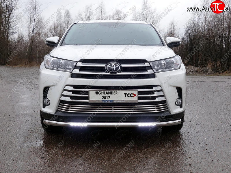 38 999 р. Защита переднего бампера нижняя с ДХО 60,3 мм ТСС Тюнинг Toyota Highlander XU50 рестайлинг (2016-2020) (нержавейка)  с доставкой в г. Набережные‑Челны