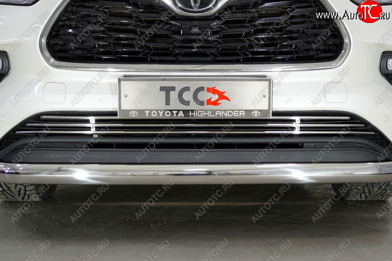 12 749 р. Нижняя декоративная вставка в бампер ТСС Тюнинг  Toyota Highlander  XU70 (2020-2025) (d 12 мм)  с доставкой в г. Набережные‑Челны