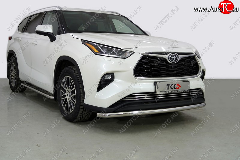 21 599 р. Защита переднего бампера нижняя d60,3 мм ТСС Тюнинг Toyota Highlander XU70 (2020-2024) (нержавейка)  с доставкой в г. Набережные‑Челны