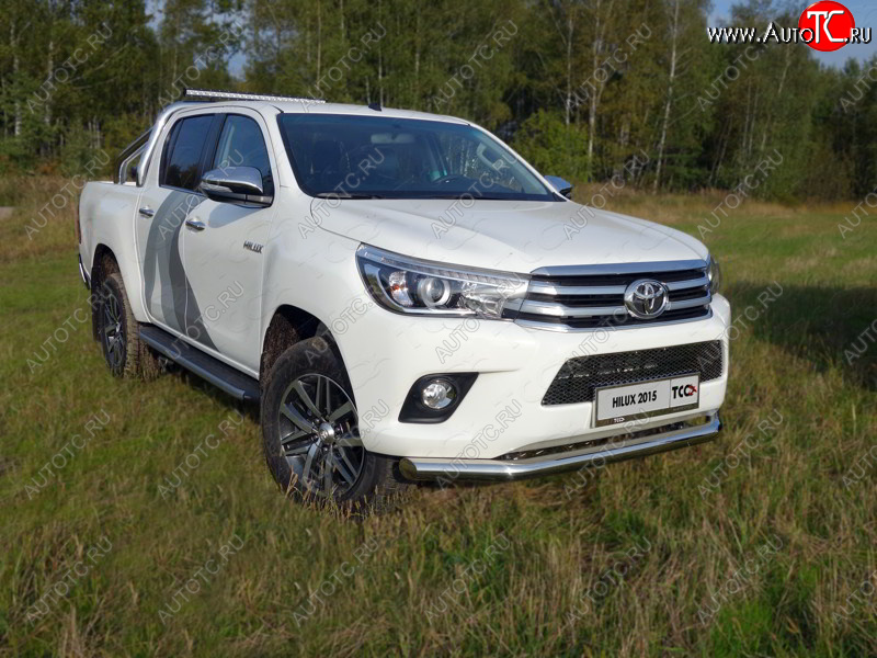 22 599 р. Защита переднего бампера нижняя d76,1 мм ТСС Тюнинг Toyota Hilux AN120 дорестайлинг (2016-2020) (нержавейка)  с доставкой в г. Набережные‑Челны