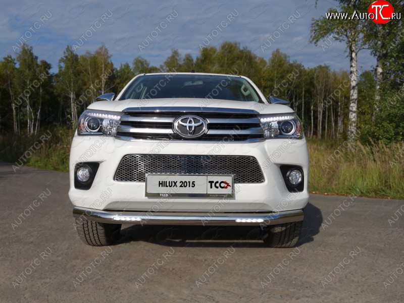 42 999 р. Защита переднего бампера нижняя с ДХО 76,1 мм ТСС Тюнинг Toyota Hilux Revo Double Cab дорестайлинг (2015-2018)  с доставкой в г. Набережные‑Челны