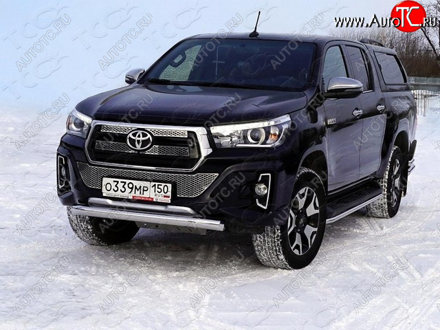 20 499 р. Защита переднего бампера нижняя 76,1 мм ТСС Тюнинг Toyota Hilux AN120 дорестайлинг (2016-2020) (нержавейка)  с доставкой в г. Набережные‑Челны