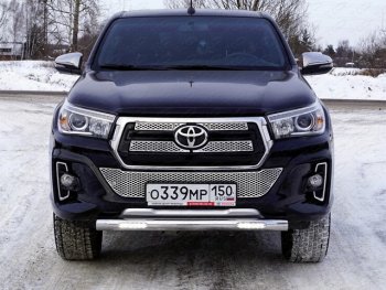 Защита переднего бампера нижняя с ДХО 76,1 мм ТСС Тюнинг Toyota (Тойота) Hilux (Хайлюкс)  AN120 (2017-2020) AN120 1-ый рестайлинг