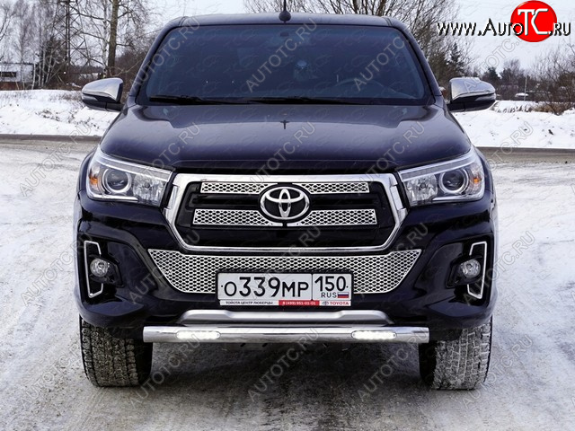 39 699 р. Защита переднего бампера нижняя с ДХО 76,1 мм ТСС Тюнинг  Toyota Hilux  AN120 (2017-2020) 1-ый рестайлинг (нержавейка)  с доставкой в г. Набережные‑Челны