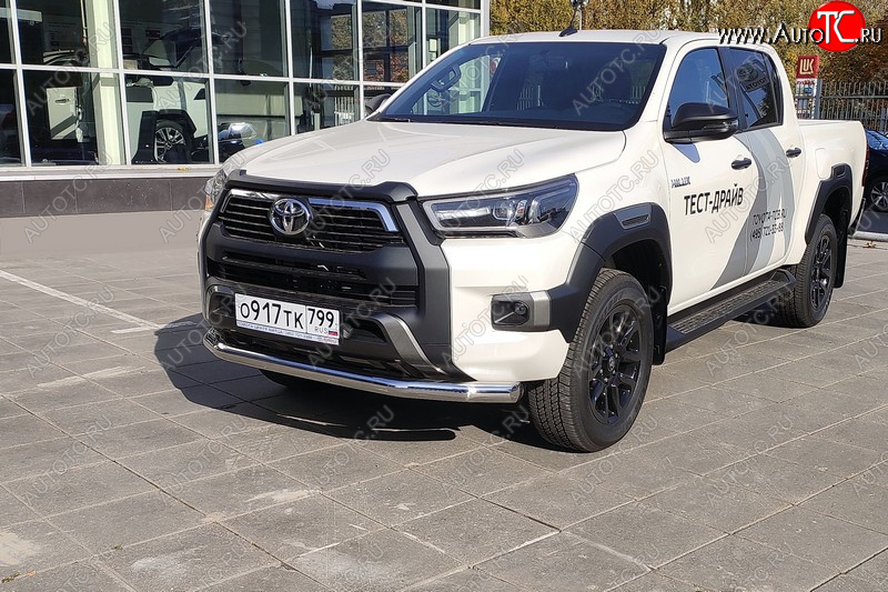 22 999 р. Защита переднего бампера нижняя 76,1 мм ТСС Тюнинг  Toyota Hilux  AN120 (2020-2024) 2-ой рестайлинг (нержавейка)  с доставкой в г. Набережные‑Челны