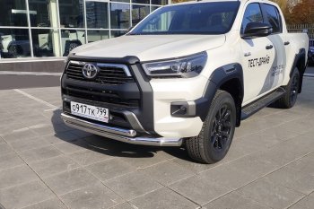 Защита передняя нижняя двойная 76,1*60,3 мм Тюнинг Toyota (Тойота) Hilux (Хайлюкс)  AN120 (2020-2025) AN120 2-ой рестайлинг ()