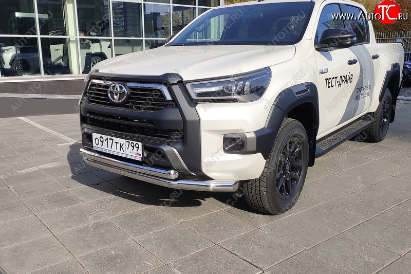 42 999 р. Защита передняя нижняя двойная 76,1*60,3 мм Тюнинг  Toyota Hilux  AN120 (2020-2025) 2-ой рестайлинг (нержавейка)  с доставкой в г. Набережные‑Челны