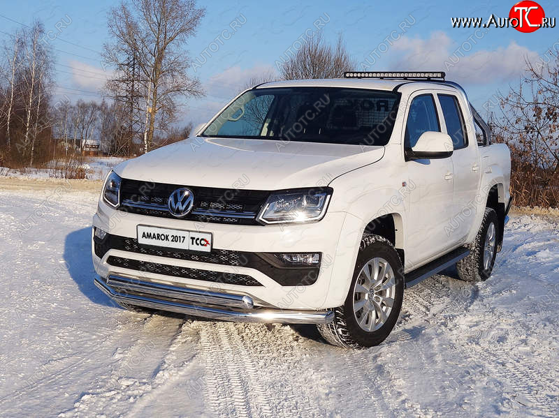 33 999 р. Защита передняя нижняя двойная 76,1*75 мм ТСС Тюнинг  Volkswagen Amarok (2016-2022) рестайлинг (нержавейка)  с доставкой в г. Набережные‑Челны