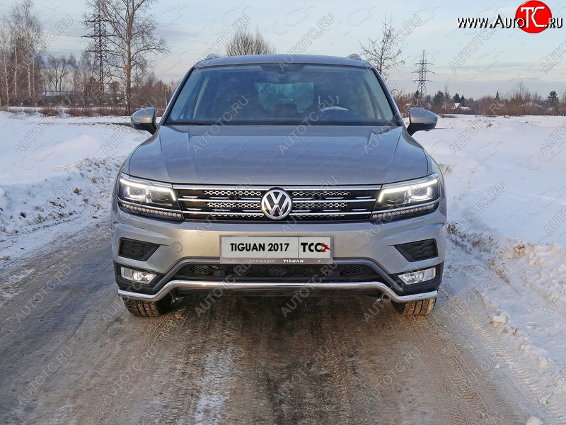 16 899 р. Защита переднего бампера нижняя d42,4 мм ТСС Тюнинг Volkswagen Tiguan Mk2 дорестайлинг (2016-2020) (нержавейка)  с доставкой в г. Набережные‑Челны