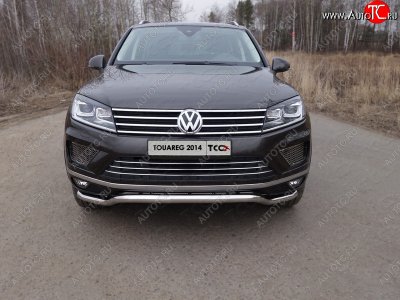 27 999 р. Защита передняя нижняя кенгурин 60,3 мм ТСС Тюнинг Volkswagen Touareg NF рестайлинг (2014-2018) (нержавейка)  с доставкой в г. Набережные‑Челны