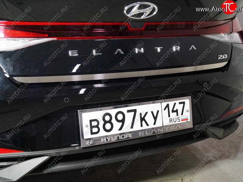 2 099 р. Накладка на заднюю дверь, ТСС Тюнинг  Hyundai Elantra  CN7 (2020-2023) (Лист шлифованный)  с доставкой в г. Набережные‑Челны