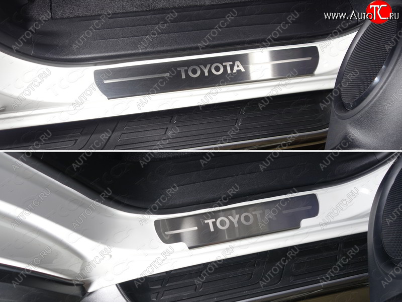 5 349 р. Накладки на пороги, ТСС Тюнинг  Toyota Fortuner  AN160 (2015-2020) дорестайлинг (лист шлифованный надпись Toyota)  с доставкой в г. Набережные‑Челны