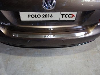 1 799 р. Накладка на задний бампе, ТСС Тюнинг  Volkswagen Polo  5 (2015-2020) седан рестайлинг, хэтчбек рестайлинг (лист шлифованный надпись Polo)  с доставкой в г. Набережные‑Челны. Увеличить фотографию 1