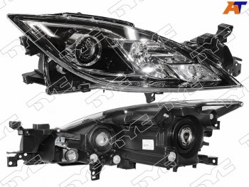 Фара правая (черная, под электрокорректор, Евросвет) TYC Mazda (Мазда) 6  GH (2007-2010) GH дорестайлинг лифтбэк, дорестайлинг седан, дорестайлинг универсал