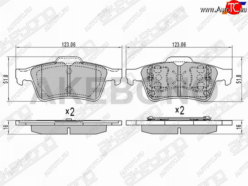 2 499 р. Колодки тормозные задние RH-LH SAT Mazda 3/Axela BK дорестайлинг седан (2003-2006)  с доставкой в г. Набережные‑Челны