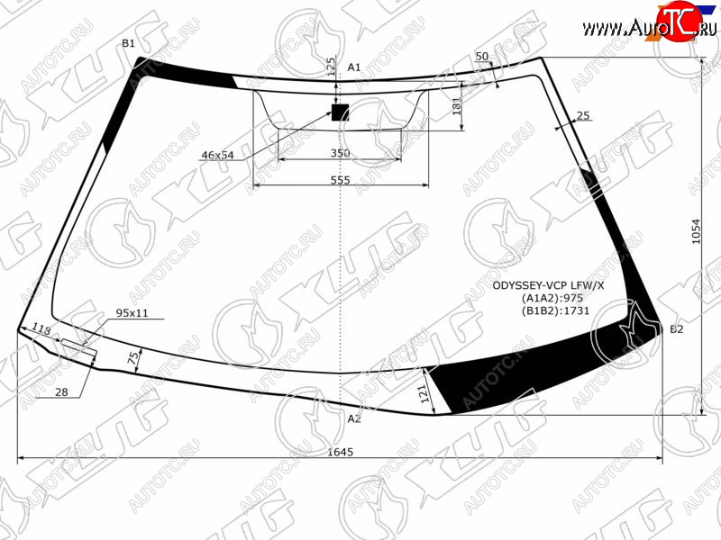 13 999 р. Стекло лобовое (Assembly США) XYG  Honda Odyssey  3 (2004-2008)  с доставкой в г. Набережные‑Челны