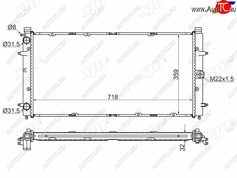 5 749 р. Радиатор охлаждающей жидкости SAT   Volkswagen Caravelle  T4 - Transporter  T4  с доставкой в г. Набережные‑Челны