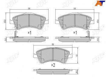 Колодки тормозные передние FR-FL SAT Toyota (Тойота) Avensis (Авенсис) ( T270 седан,  T270 универсал) (2008-2018) T270 седан, T270 универсал дорестайлинг, дорестайлинг, 1-ый рестайлинг, 1-ый рестайлинг, 2-ой рестайлинг, 2-ой рестайлинг