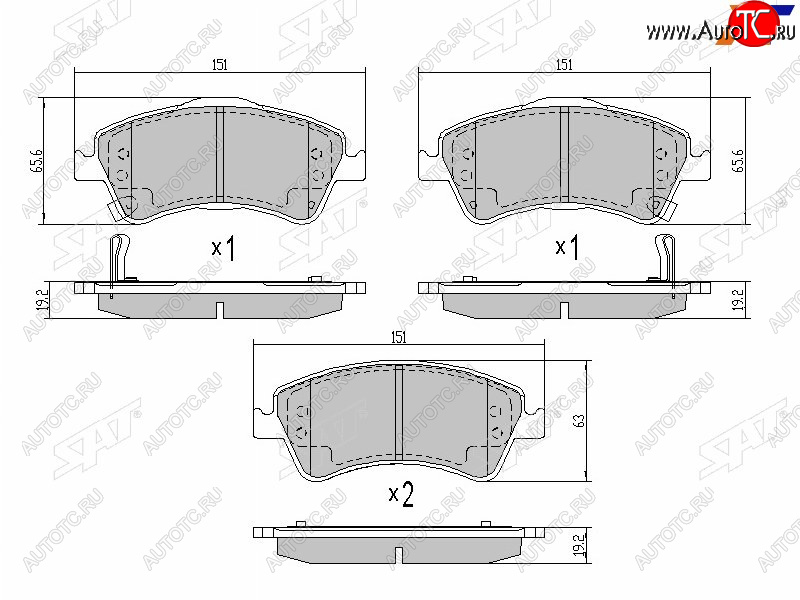 1 459 р. Колодки тормозные передние FR-FL SAT Toyota Avensis T270 седан дорестайлинг (2008-2011)  с доставкой в г. Набережные‑Челны