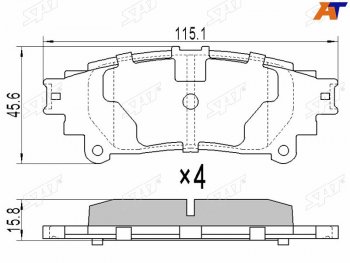 659 р. Колодки тормозные задние RH-LH SAT Lexus RX450 AL20 дорестайлинг (2015-2019)  с доставкой в г. Набережные‑Челны. Увеличить фотографию 1