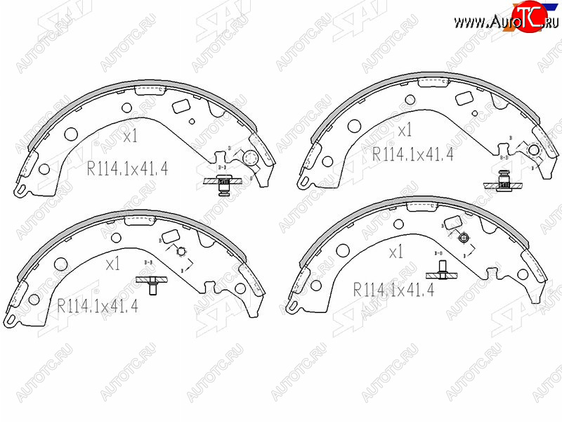 1 799 р. Колодки тормозные барабанные задние LH-RH SAT  Toyota RAV4  CA20 (2000-2005) 3 дв. дорестайлинг, 5 дв. дорестайлинг, 3 дв. рестайлинг, 5 дв. рестайлинг  с доставкой в г. Набережные‑Челны