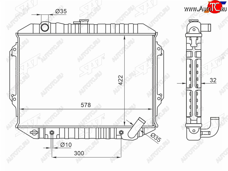 11 499 р. Радиатор охлаждающей жидкости SAT  Mitsubishi Pajero ( 2 V30/V40 5 дв.,  2 V20,  2 V30/V40,  3 V60) (1991-2003) дорестайлинг, дорестайлинг, рестайлинг, рестайлинг, дорестайлинг  с доставкой в г. Набережные‑Челны