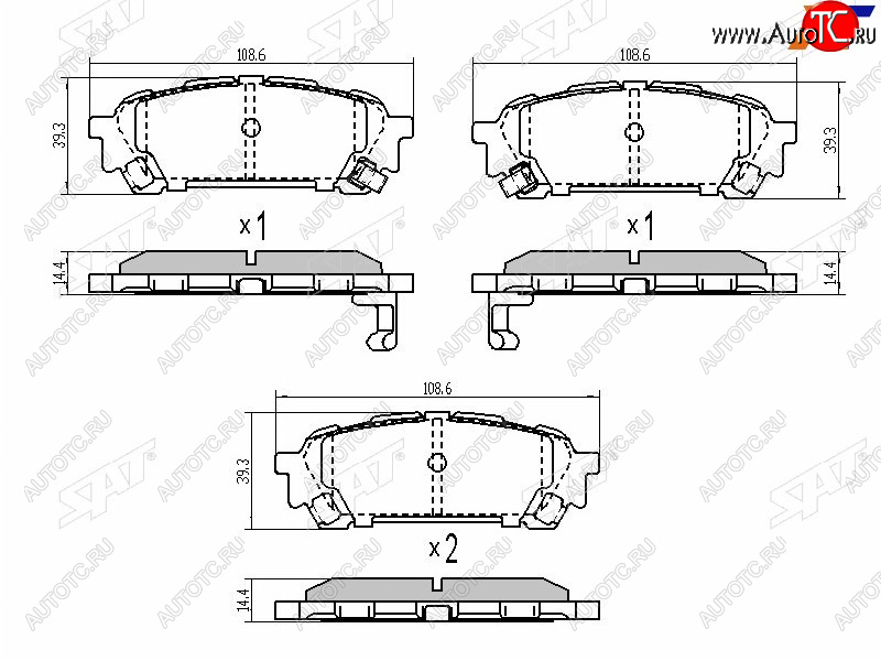 769 р. Колодки тормозные зад RH-LH SAT  Subaru Forester (SF,  SG,  SH,  SJ,  SK/S14), Impreza (GC,  GF,  GD,  GG,  GE,  GH,  GJ,  GK,  GT)  с доставкой в г. Набережные‑Челны