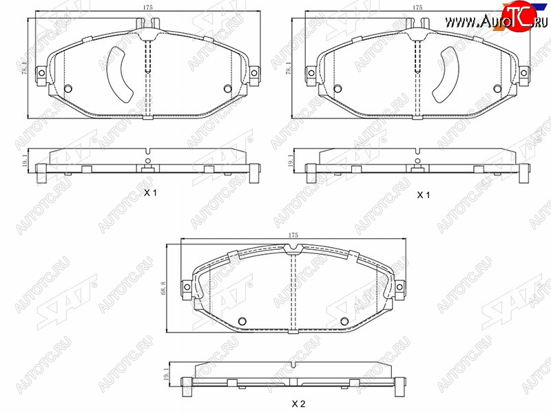 2 079 р. Колодки тормозные перед FL-FR SAT Mercedes-Benz E-Class S213 универсал рестайлинг (2020-2024)  с доставкой в г. Набережные‑Челны