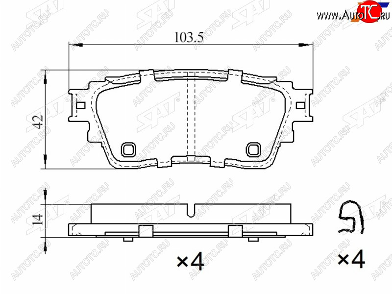 1 049 р. Колодки тормозные барабанные задние LH-RH SAT  Mitsubishi Eclipse Cross  GK - Outlander  GF  с доставкой в г. Набережные‑Челны