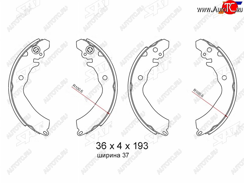 1 239 р. Колодки тормозные барабанные задние RH-LH SAT  Mitsubishi Carisma - Lancer ( 7,  8)  с доставкой в г. Набережные‑Челны