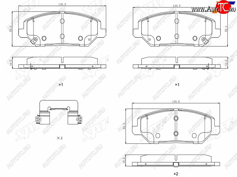 2 149 р. Колодки тормозные передние FR-FL SAT  KIA Ceed 3 CD хэтчбэк (2018-2024)  с доставкой в г. Набережные‑Челны