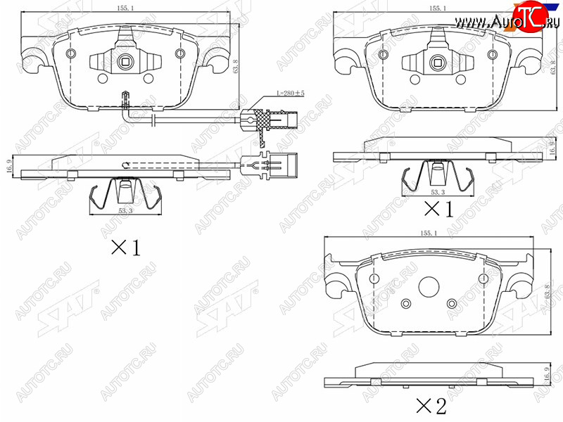 1 499 р. Колодки тормозные перед FL-FR SAT  Audi A4 ( B8,  B9) - S5  8T  с доставкой в г. Набережные‑Челны