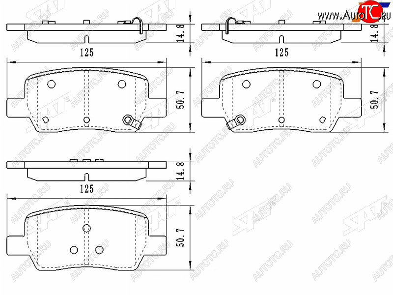 1 239 р. Колодки тормозные задние RH-LH SAT  Hyundai Santa Fe  TM (2018-2022), KIA Sorento  MQ4 (2020-2022)  с доставкой в г. Набережные‑Челны