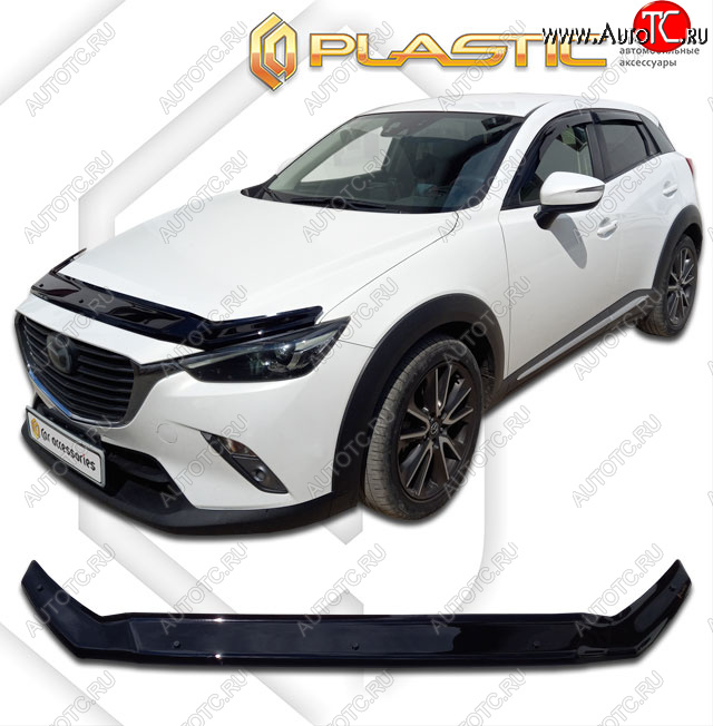 1 999 р. Дефлектор капота CA-Plastic  Mazda CX-3  DK (2014-2024) дорестайлинг, рестайлинг (classic черный, без надписи)  с доставкой в г. Набережные‑Челны