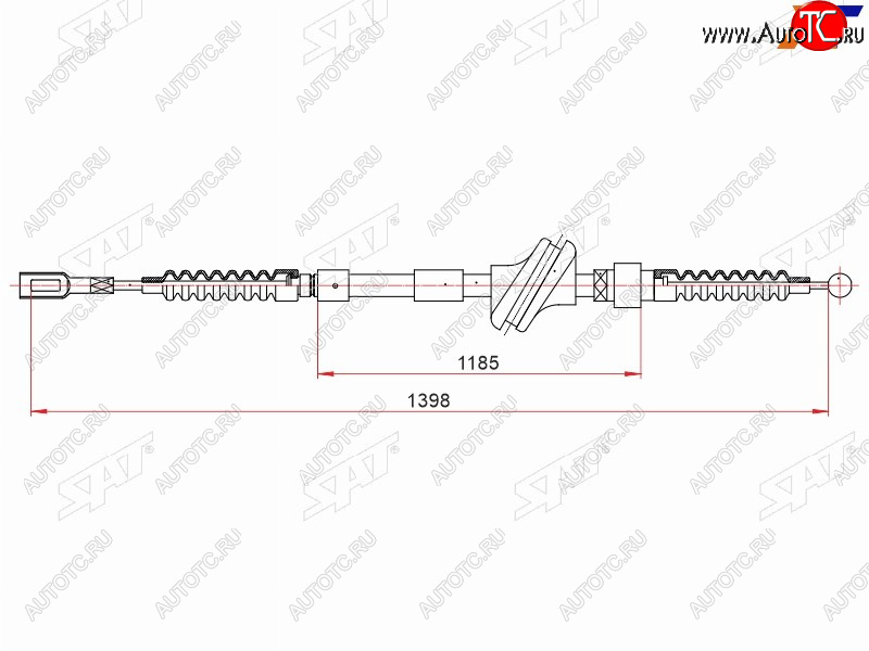 819 р. Трос ручного тормоза LH SAT  Audi 80  B4 - 90  B3  с доставкой в г. Набережные‑Челны