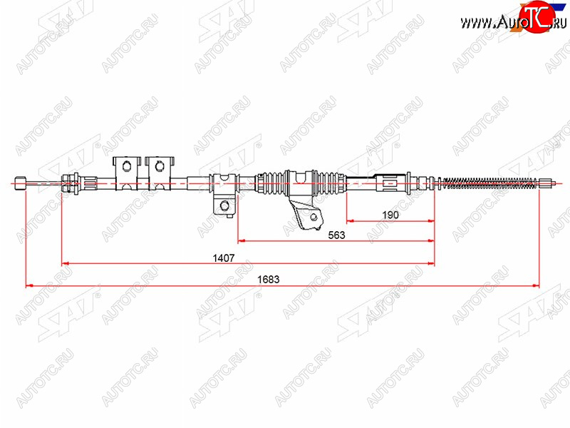 2 189 р. Трос ручного тормоза LH SAT  Mitsubishi Montero  V60 - Pajero ( 3 V70,  3 V60)  с доставкой в г. Набережные‑Челны