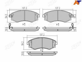 1 179 р. Колодки тормозные передние FR-FL SAT   Hyundai Elantra ( XD,  XD2) (2000-2010), Hyundai Sonata ( Y3,  EF) (1993-2001), Nissan Murano  1 Z50 (2002-2009), SSANGYONG Rexton ( Y200,  Y250,  Y290,  Y400) (2001-2023)  с доставкой в г. Набережные‑Челны. Увеличить фотографию 1