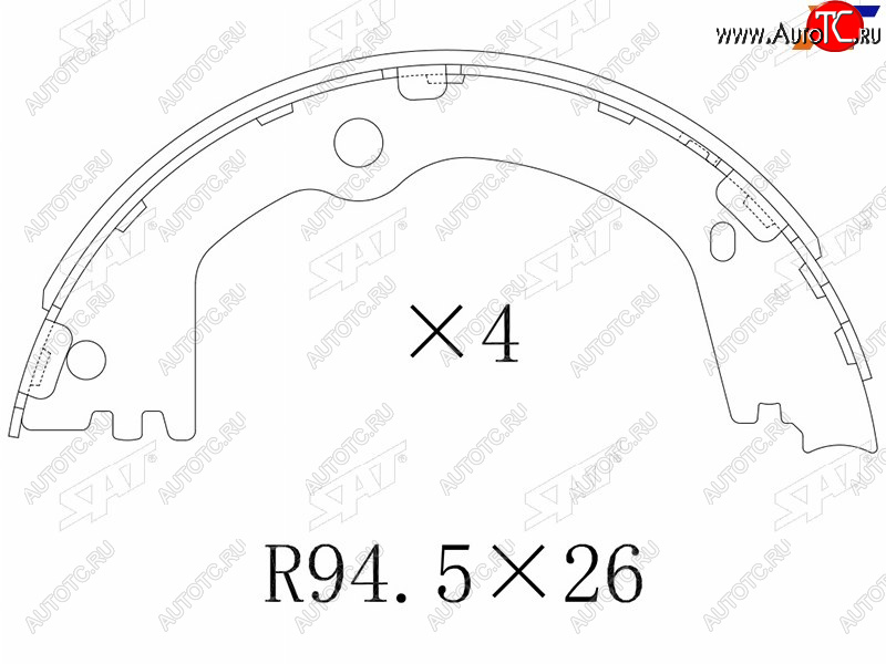 1 989 р. Колодки барабанные задние RH-LH SAT Hyundai Santa Fe DM дорестайлинг (2012-2016)  с доставкой в г. Набережные‑Челны