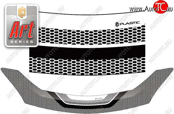 2 299 р. Дефлектор капота CA-Plastic  Toyota Ractis (2010-2016) (серия ART белая)  с доставкой в г. Набережные‑Челны