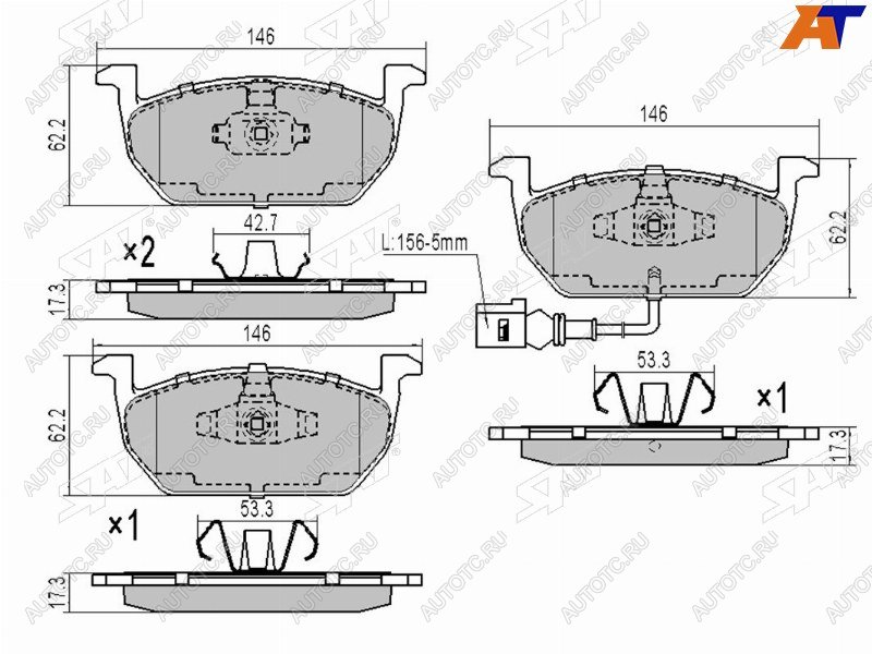 1 249 р. Колодки тормозные перед FL-FR SAT   Skoda Octavia (A5,  A7,  A8), Volkswagen Golf (2,  3,  4,  5,  6,  7,  8)  с доставкой в г. Набережные‑Челны