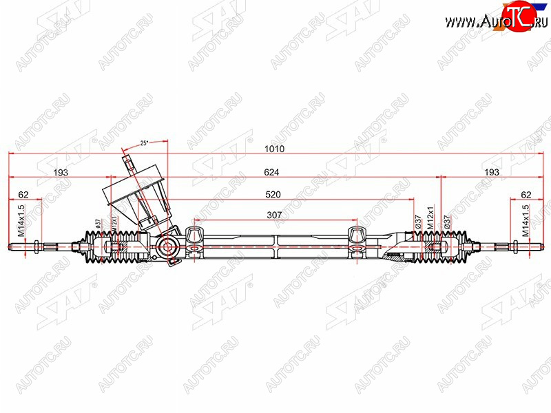 6 649 р. Рейка рулевая без ГУ LHD SAT Renault Logan 2 дорестайлинг (2014-2018)  с доставкой в г. Набережные‑Челны