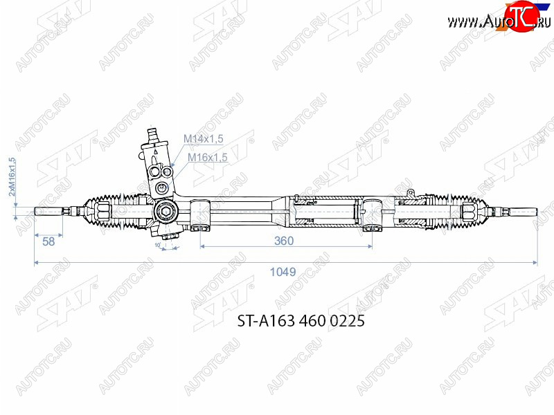 29 449 р. Рейка рулевая M14х1,5.16х1,5 SAT  Mercedes-Benz ML class  W163 (2001-2005) рестайлинг  с доставкой в г. Набережные‑Челны